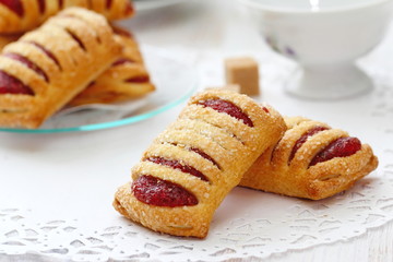Sweet pastries with raspberries