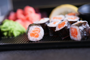 Sushi rolls with salmon 