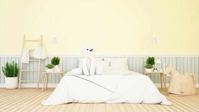 white bear in kid room or bedroom-3D Rendering