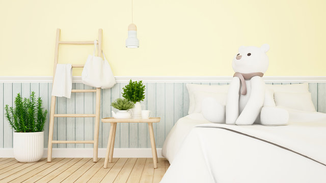 white bear in kid room or bedroom-3D Rendering