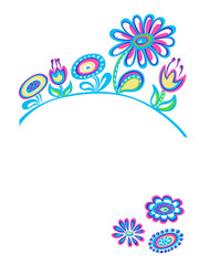 Drawing decorative flowers white background