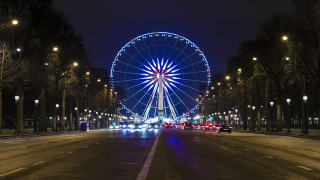 Time lapse vue d'ensemble de la grande roue de la ville de Paris, France