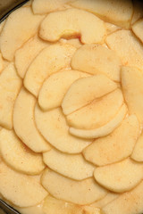 close-up apple piewith apple slices