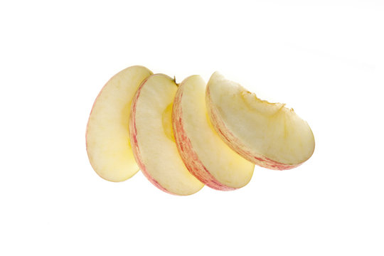 apple slices isolated on white background.