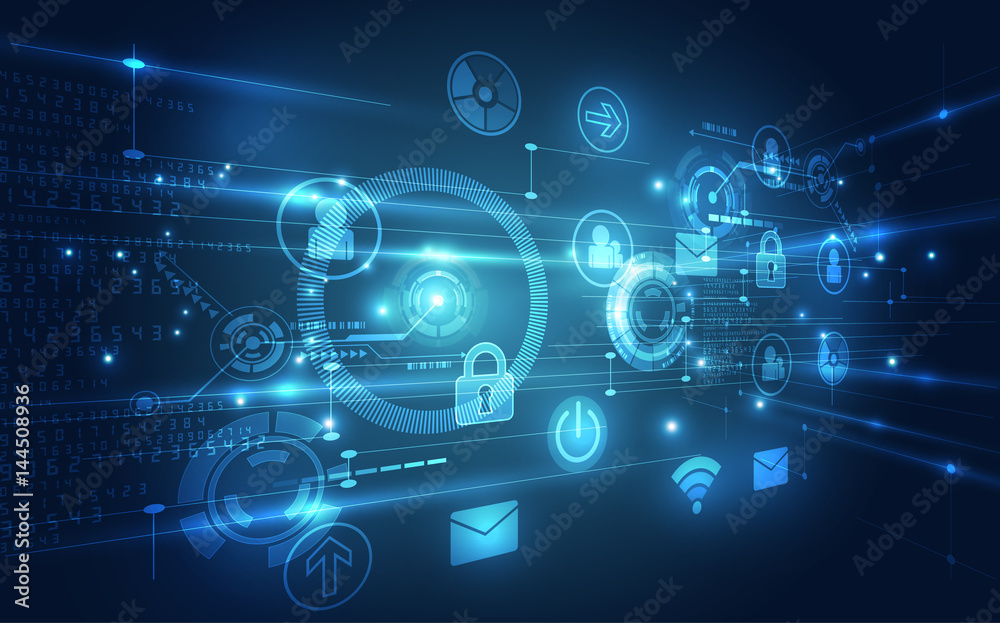 Wall mural vector digital technology interface, abstract background