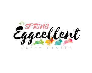 Happy Easter Lettering with watercolor background