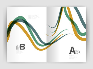 Business brochure flyer tempalate, wave and line abstract background