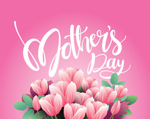 Colorful flower with Happy Mother's Day gift card. Vector.