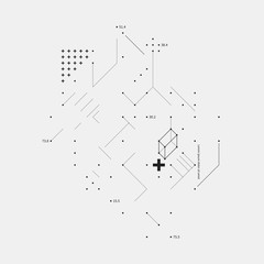 Complex design element in glitch style on white background. Useful for prints, posters and covers.