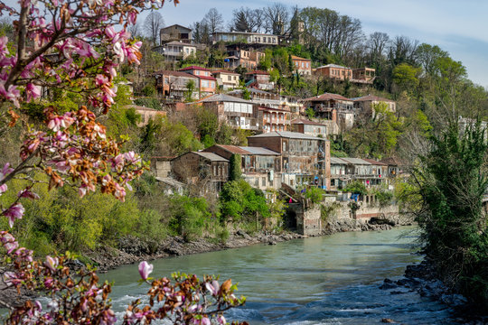View on the river Rioni in Kutaisi, Georgia