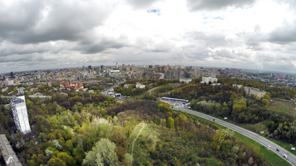 aerial view of Kiev in spring. Protasov Yar street