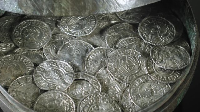Silver dirham coins from Viking age. The silver dirham seems to have been the standard coin for Viking trading practices