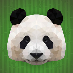 Naklejka premium Panda face vector illustration consisting of triangles. Low poly design