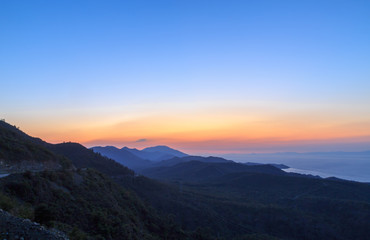 Fototapeta na wymiar Datca mountain during sunset