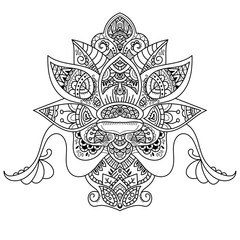 Hand drawn element. Black and white. Mandala. Vector illustration.