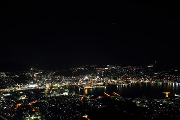 night view of Nagasaki, Japan from top of mount Inasa