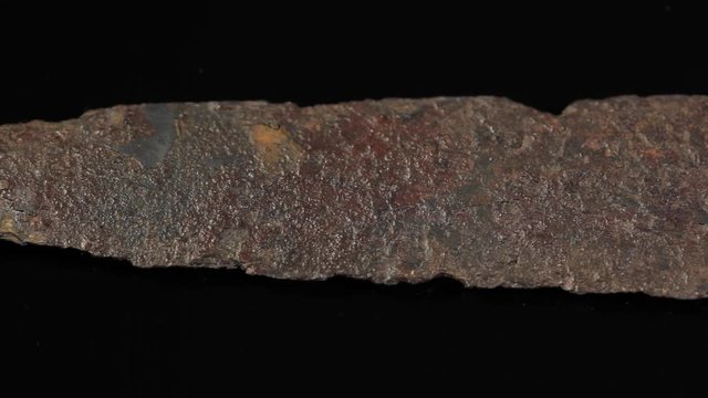 Original ancient Viking sword from 11th century. Hilt with exceptional silver engravings.
