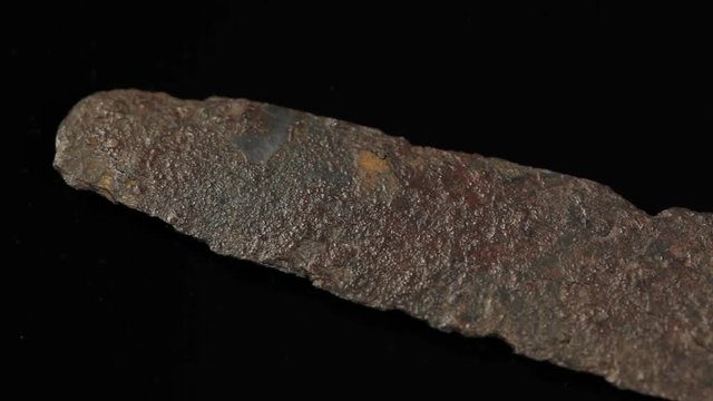 Original ancient Viking sword from 11th century. Hilt with exceptional silver engravings.