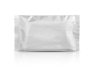 blank packaging aluminum foil pouch isolated on white background