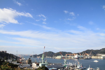 Fototapeta na wymiar Nagasaki bay and Megami bridge in Nagasaki, Japan