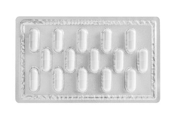 aluminum foil blister for medicine capsule isolated on white background