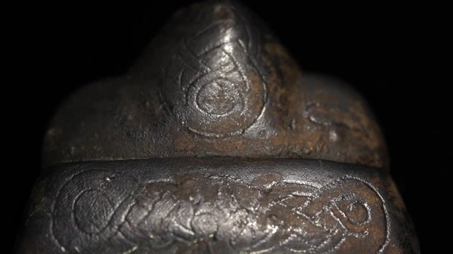 Original ancient Viking sword from 11th century. Hilt with exceptional silver engravings.