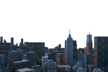 3D rendering of isolated cityscape on white