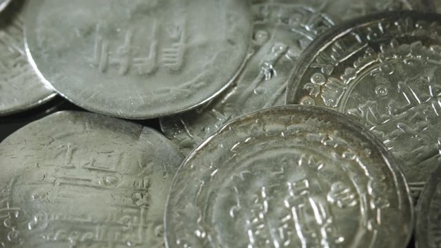 Silver dirham coins from Viking age. The silver dirham seems to have been the standard coin for Viking trading practices