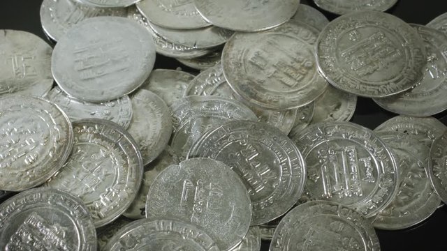 Silver dirham coins from Viking age. The silver dirham seems to have been the standard coin for Viking trading practices