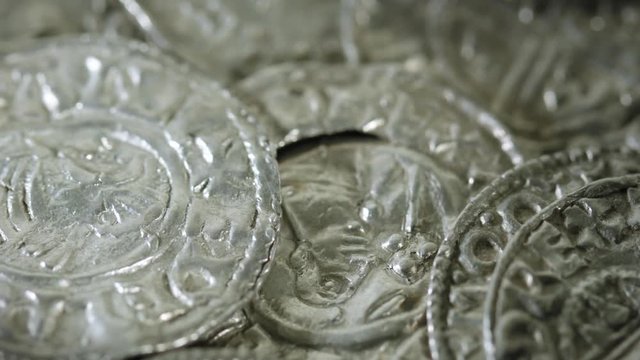 Silver dirham coins from Viking age. The silver dirham seems to have been the standard coin for Viking trading practices