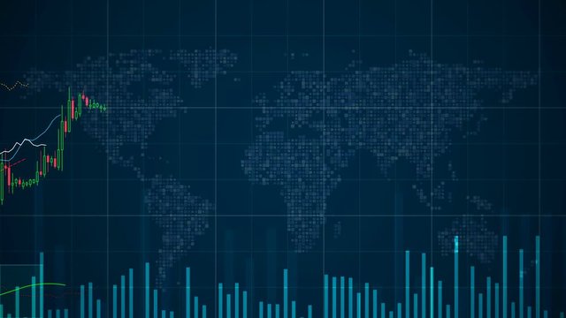 Binary options chart with assets values moving up and down, trading statistics. Electronic chart with binary option statistics