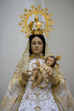 Virgin mary. Holy Week in Spain, images of virgins and representations of Christ, scenes of faith in churches and temples of worship of Christendom