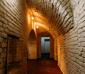 Corridor lined with brick