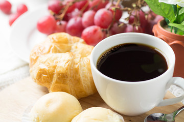 breakfast with coffee and bread