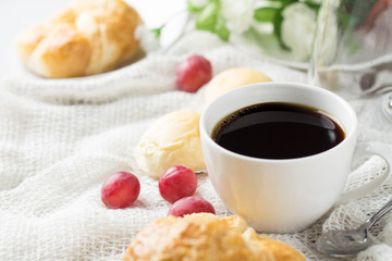 breakfast with coffee and bread