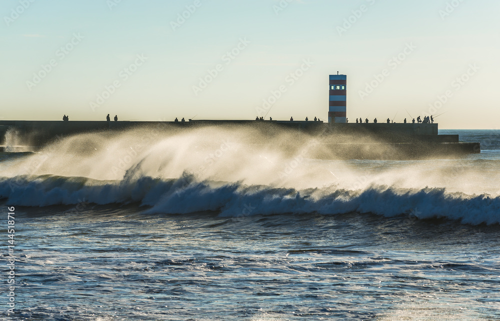 Sticker Small lighthouse in Foz do Douro parish in Porto, Portugal