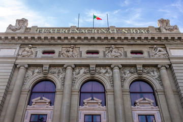 Fototapeta na wymiar National Theatre of Sao Joao at Batalha Square in Porto, Portugal