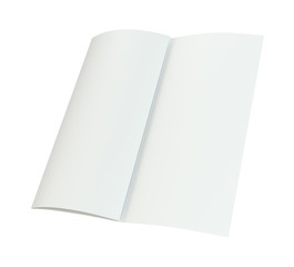 Empty folded leaflet paper. 3d rendering. White background