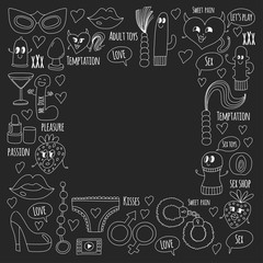 Doodle humorous vector sextoys for sex shop, internet shop Dildo, sex. love, passion, temptation, video, porn, humorous sex shop toys