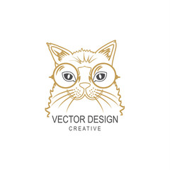 Hipster cat in glasses vector illustration. Creative art design. T-shirt or print concept