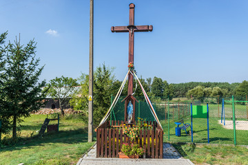 Wayside shrine in Rzepiczna village in Kujawy-Pomerania Province of Poland