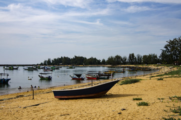Seascape view of Traditional fisherman village located at Terenagganu Malaysia
