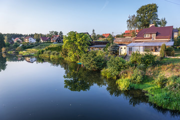 Obraz premium River Brda in small Mecikal village, Pomorskie Region of Poland