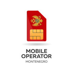 Montenegro mobile operator. SIM card with flag. Vector illustration.
