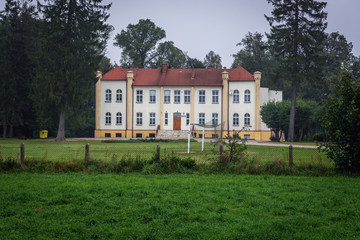 Fototapeta na wymiar School in old building in Wielkie Chelmy village in Pomorskie Region of Poland