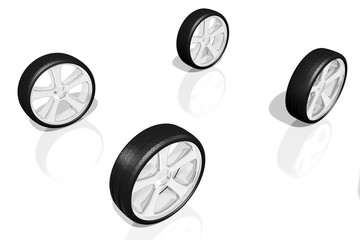 Obraz na płótnie Canvas 3D wheels, tires