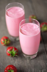 Glasses of fresh cold smoothie.