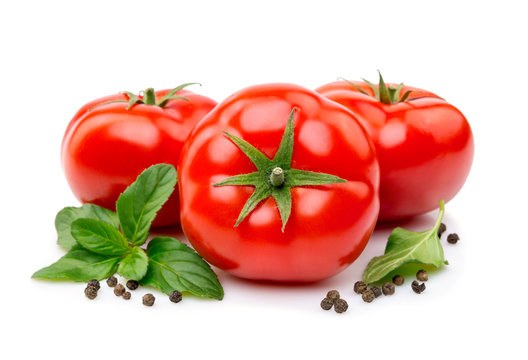 organic tomato with basil isolate.
