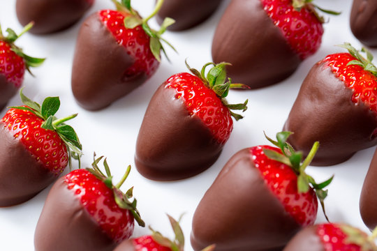 red strawberries dipped in chocolate.