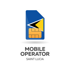 Saint Lucia mobile operator. SIM card with flag. Vector illustration.